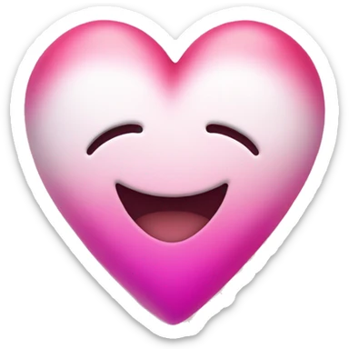 Pink and white ombré heart with a smile face sticker