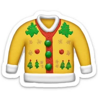Yellow ugly Christmas sweater sticker