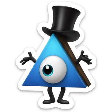Triangle with an eye and arms and legs with a top hat sticker