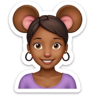 black girl with mouse ears sticker
