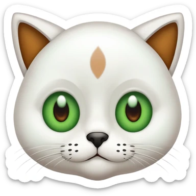Una gata blanca con ojos verdes y una mancha marron en la cara sticker