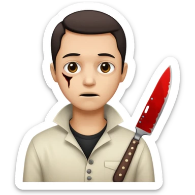 A person with a knife on their neck sticker