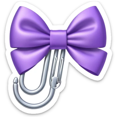 one silver paper clip with a purple bow in the middle sticker