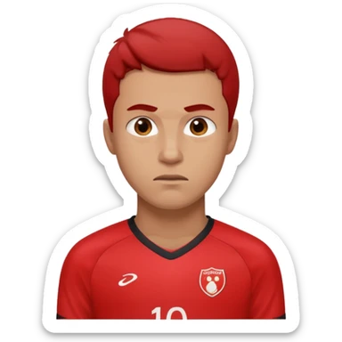man soccer player with red jersey sticker