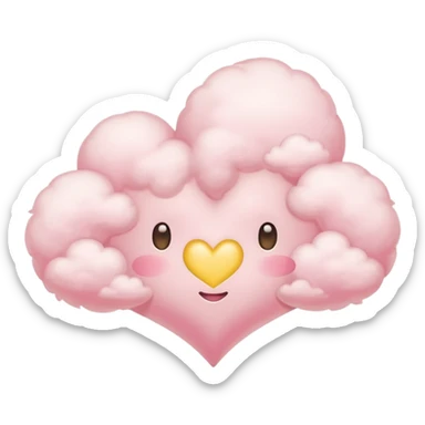 Heart of a cloud in soft pink, beige and yellow pastel light sticker