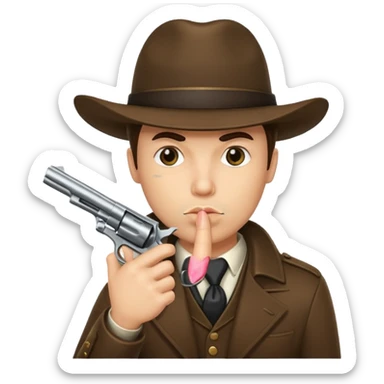 Emoji de 🤫 con un revólver  sticker