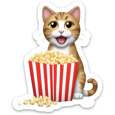 Cat eating popcorn named Thurman sticker
