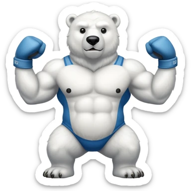 flexing polar bear with tanktop sticker