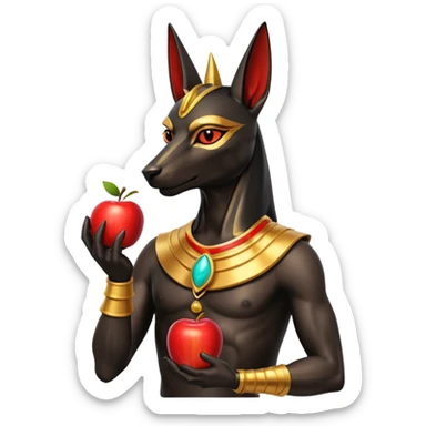 anubis god with an apple sticker