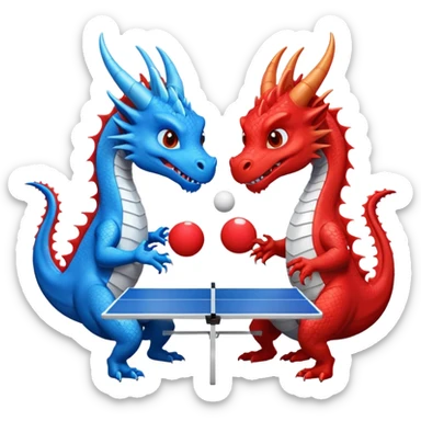 deux dragons qui jouent au ping pong sans la table sticker