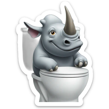 a rhino on the toilet sticker