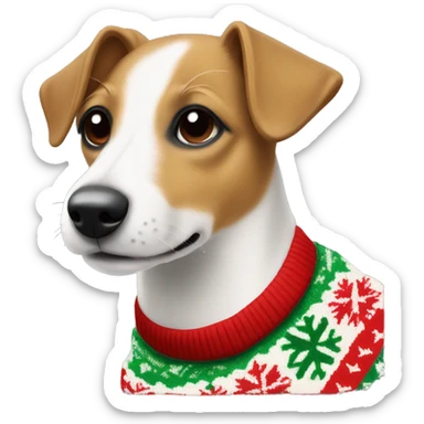 tan color jack russel with christmas sweater  sticker