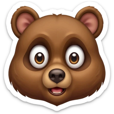 Full Beary wide-open eyes, small “O” mouth, raised eyebrows, dynamic pose, cute shock reaction sticker