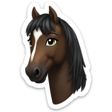 Un grand poney noir/brun  sticker