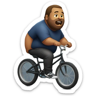 A big fatty guy on a BMX bike sticker