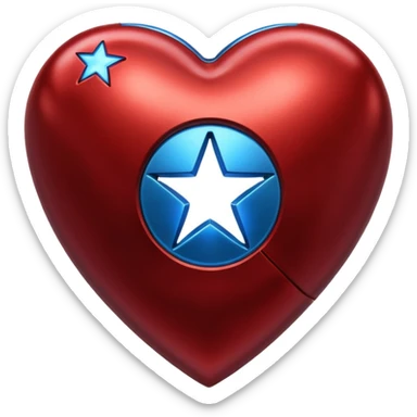 A red Iron Man heart with a glowing blue star in the center sticker