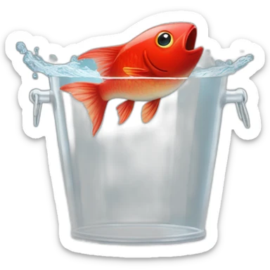 red fisch in a big transparent champagne bucket sticker