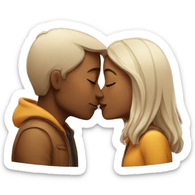Couple giving kiss sticker