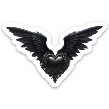 Black heart with wings sticker