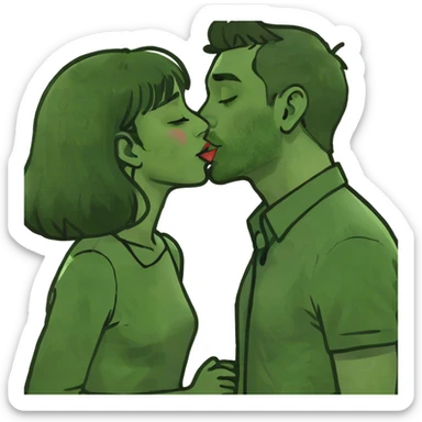 short girl tall guy kissing sticker