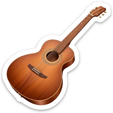 Cinematic Realistic Guitar, smooth mahogany body with intricate wood grain, steel strings reflecting soft light, gentle hand positioning on the fretboard, glowing with warmth and musical soul. sticker