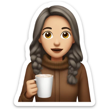 Girl on Christmas drinking hot coco sticker