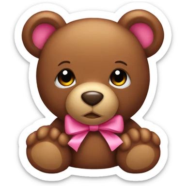 brown teddy bear with pink bow sticker