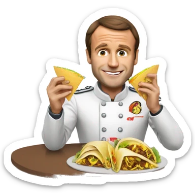Macron qui mange un tacos sticker