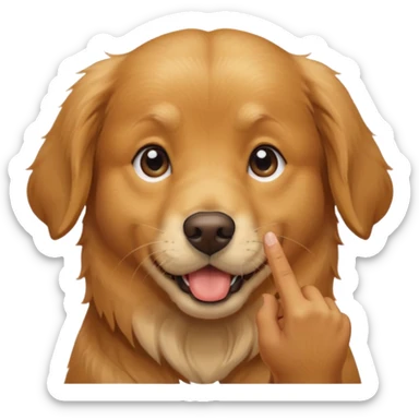 Dog that has a finger on mouth like a hand that indicates to shut up sticker