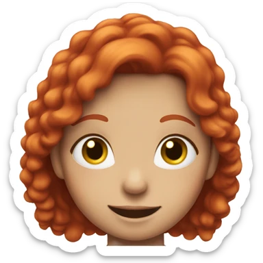 Red hair girl smiling under sky sticker