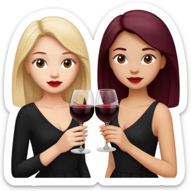2 girls in black drinking wine sticker