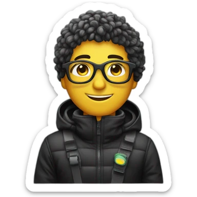 Un garçon blanc à das lunettes de ski il a cheveux noirs sticker