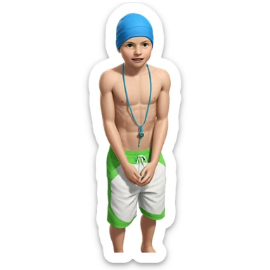 shirtless boy at the pool sticker