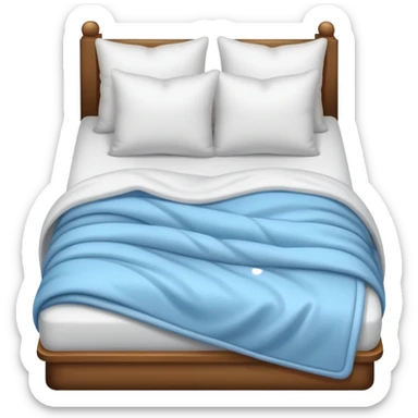 A comfortable bed with pillows and blanket sticker