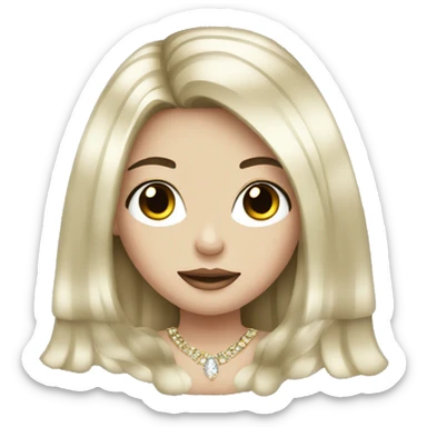 pale girl with long black hair luxury bling sticker