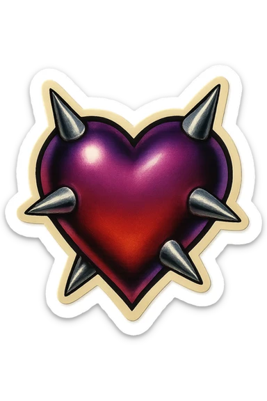 gothic heart with silver spikes sticker