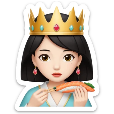 czarnowłosa ksieżniczka je sushi sticker