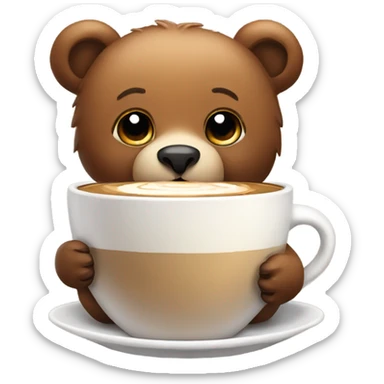 Cute bear drinking hot coffee sticker