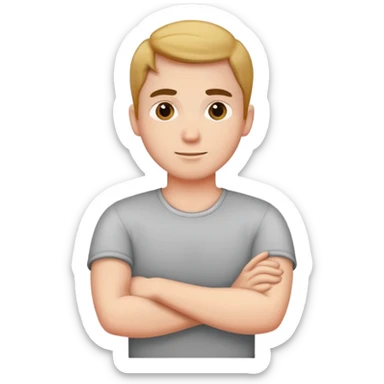 man crossing arms around back sticker