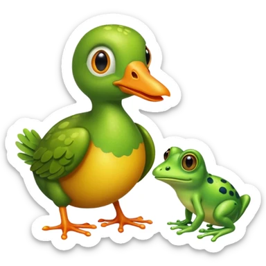 Dodo bird and a tiny frog sticker