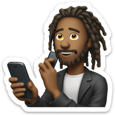 a man talking on his cell phone dreadlocks sticker