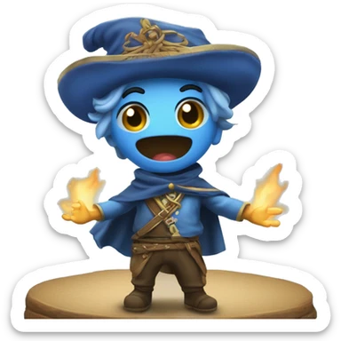 Varita mágica sacando un hechizo azul sticker