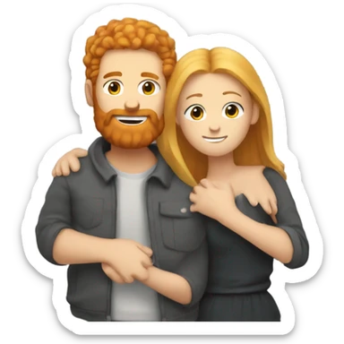 Ginger man with beard hugging blonde girl  sticker