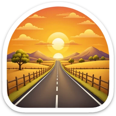 country road with sunset sticker