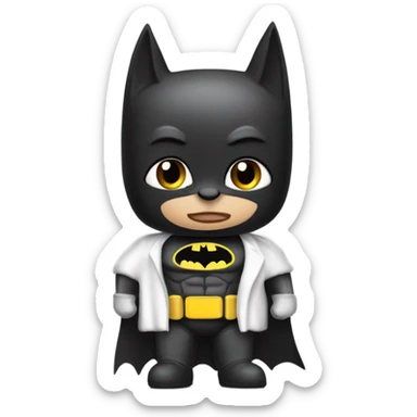 chat de compagnie déguisé en batman qui fais un bisou  sticker