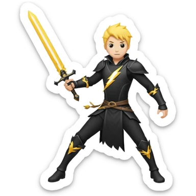 Silhouette holding sword, lightning striking sword, dramatic pose, cartoon emoji, no background


 sticker