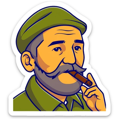 Fidel Castro with a cigar sticker