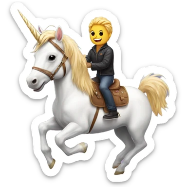 Unicorn riding a yorkie sticker