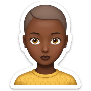 Lady black buzz cut hair  sticker
