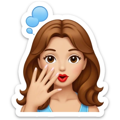 Browned hair lady blowing a kiss with her hand sticker